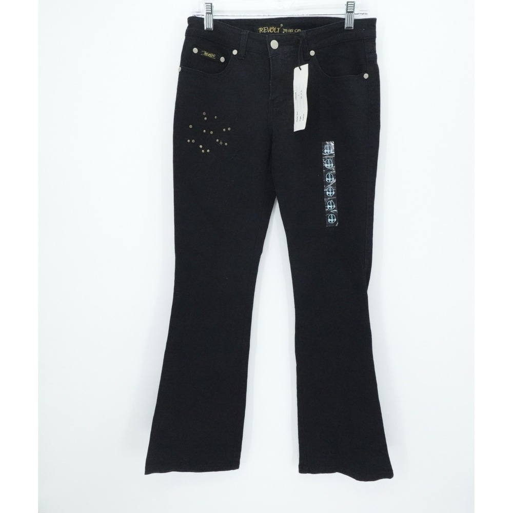 Revolt Jeans Size 9 Black Embellished‎ Bootcut Denim Stud Floral  Boho Western